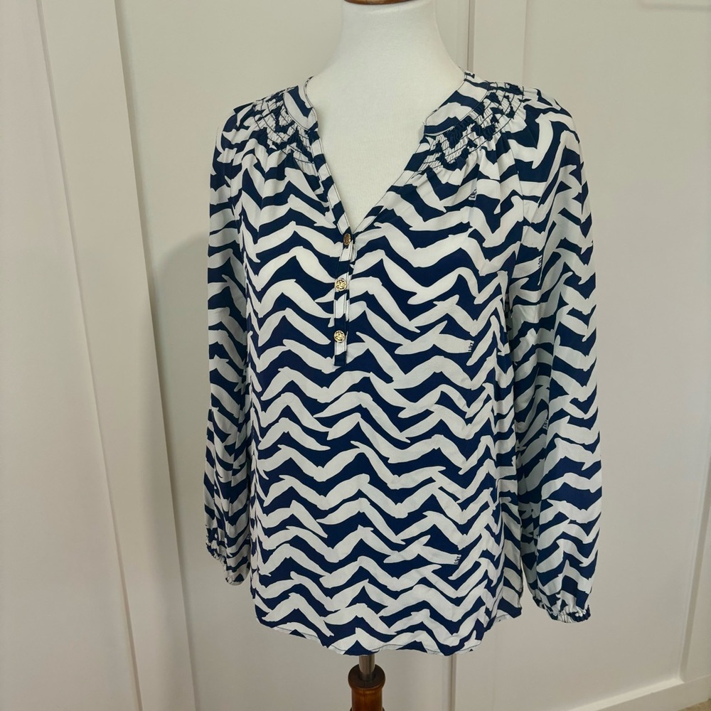 LILLY PULITZER Elsa silk long sleeved top
